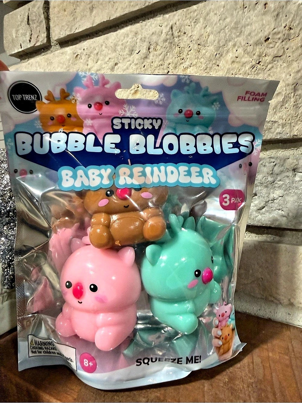 Top Trenz Sticky Bubble Blobbies Baby Reindeer 3-Pack Christmas Squishies